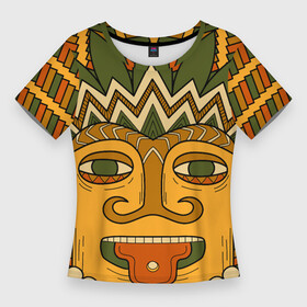 Женская футболка 3D Slim с принтом Polynesian tiki CHILLING в Петрозаводске,  |  | Тематика изображения на принте: africa | bora bora | fiji | hawaii | island | nature | ocean | polynesia | samoa | tahiti | tiki | африка | гаваи | истукан | лето | орнамент | острова | пляж | полинезия | серфинг | тики | тропики | туризм | этнический