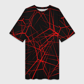 Платье-футболка 3D с принтом Intersecting red rays в Петрозаводске,  |  | horizontal | intersection | minimalist | parallel | red | stripe | vertical | вертикальный | горизонтальный | красный | минималистский | параллельный | пересекающийся | пересечение | полоса