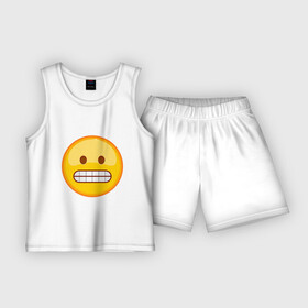 Детская пижама с шортами хлопок с принтом Эмодзи Гримаса в Петрозаводске,  |  | emoji | smile | гримаса | смайл | смайлик | эмоджи | эмодзи
