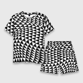 Мужской костюм с шортами 3D с принтом Геометрический паттерн  минимализм в Петрозаводске,  |  | geometry | minimalism | pattern | triangle | wave | волна | геометрия | минимализм | паттерн | треугольник