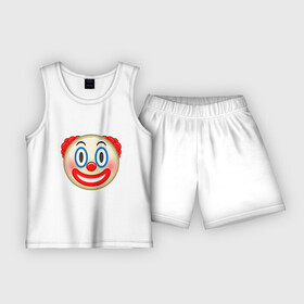 Детская пижама с шортами хлопок с принтом Эмодзи Клоун в Петрозаводске,  |  | clown | emoji | smile | клоун | смайл | смайлик | эмоджи | эмодзи