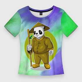 Женская футболка 3D Slim с принтом Мудрая Кунг фу панда в Петрозаводске,  |  | gong fu | gongfu | kung fu | kungfu | panda | бамбуковый медведь | боевые исскуства | большая панда | вин чун | единоборства | кунг фу | кунгфу | медведь | медведь кошка | панда | пиньинь | пятнистый медведь | спорт