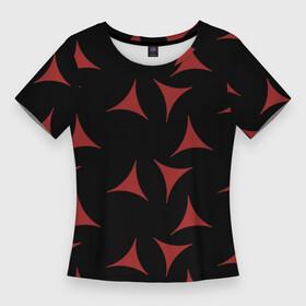 Женская футболка 3D Slim с принтом Red Stars  Красные треугольные объекты в чёрном пространстве в Петрозаводске,  |  | абстракция | красный с чёрным | паттерн | треугольники | чёрный