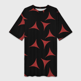 Платье-футболка 3D с принтом Red Stars  Красные треугольные объекты в чёрном пространстве в Петрозаводске,  |  | абстракция | красный с чёрным | паттерн | треугольники | чёрный
