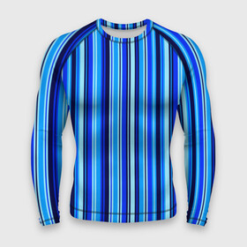 Мужской рашгард 3D с принтом Сине голубые полосы в Петрозаводске,  |  | blue | dark blue | pattern | striped | stripes | полосатый | полосы | узор