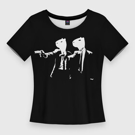 Женская футболка 3D Slim с принтом Капибары криминальное чтиво в Петрозаводске,  |  | capybara | crinimal | mem | криминальное чтиво | мем | мемы