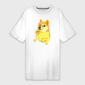 Платье-футболка хлопок с принтом Пёс Доге сидит и отдыхает в Петрозаводске,  |  | abstraction | art | colorful | colors | dog | doge | graphics | meme | memes | patterns | surrealism | sweethuman | sweethumen | абстракция | арт | графика | дог | доге | искусство | мем | мемы | пёс | песик | разноцветный | собака | сюрреализм | узоры | 