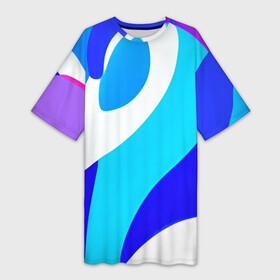 Платье-футболка 3D с принтом Яркая авангардная абстракция в Петрозаводске,  |  | abstraction | blue | bright | energy | multicoloured | pattern | pink | positive | shapes | white | абстракция | белый | паттерн | позитивный | разноцветный | розовый | синий | узоры | фееричный | фигуры | энергичный | яркий