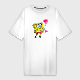 Платье-футболка хлопок с принтом Влюбленный Спанч Боб в Петрозаводске,  |  | влюбленным | губка боб | квадратные штаны | сердечки | спанч боб
