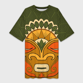 Платье-футболка 3D с принтом Polynesian tiki HUMBLE в Петрозаводске,  |  | africa | bora bora | fiji | hawaii | island | nature | ocean | polynesia | samoa | tahiti | tiki | африка | гаваи | истукан | лето | орнамент | острова | пляж | полинезия | серфинг | тики | тропики | этнический