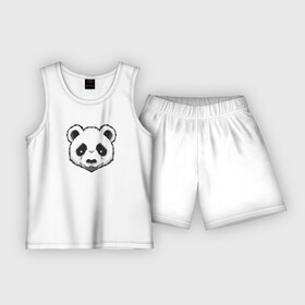Детская пижама с шортами хлопок с принтом Голова милой панды в Петрозаводске,  |  | голова панды | животное | медведь | милый | панда | япония | японский мишка