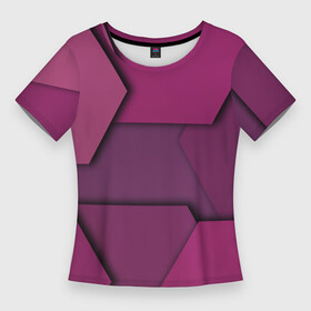 Женская футболка 3D Slim с принтом Геометрические фигуры в движении в Петрозаводске,  |  | 3d | 3д | геометрия | иллюзия | многоугольники | оптическая | фигуры | эффект