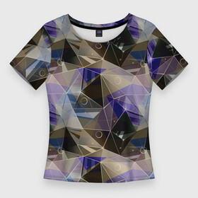 Женская футболка 3D Slim с принтом Полигональный абстрактный: бежевый, коричневый, сиреневый в Петрозаводске,  |  | Тематика изображения на принте: abstract | abstract pattern | beige | brown | geometric | geometric pattern | lilac | polygonal | triangles | абстрактный | абстрактный узор | бежевый | геометрический | геометрический узор | коричневый | молодежный | полигональный