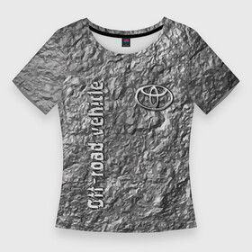 Женская футболка 3D Slim с принтом Логотип Тойоты на фоне скалы  внедорожник в Петрозаводске,  |  | japan | off road vehicle | rock | texture | toyota | внедорожник | скала | текстура | тойота | япония