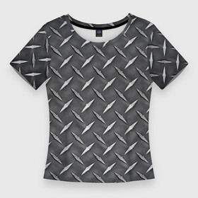 Женская футболка 3D Slim с принтом Рифлёная металлическая поверхность в Петрозаводске,  |  | corrugation | geometry | metal | surface | texture | геометрия | металл | поверхность | рифление | текстура