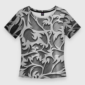 Женская футболка 3D Slim с принтом Растительный орнамент  резьба по дереву в Петрозаводске,  |  | carving | ornament | pattern | texture | wood | дерево | орнамент | резьба | текстура | узор