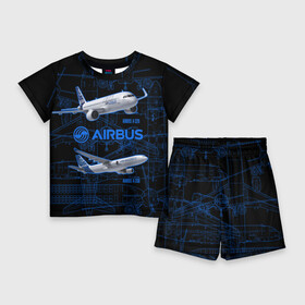 Детский костюм с шортами 3D с принтом Airbus A320 в Петрозаводске,  |  | Тематика изображения на принте: airbus a320 | aircraft | drawings | fly | medium haul | narrow body | летит | самоллет | среднемагистральный | узкофюзеляжный | чертежи